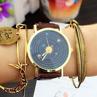Planets Watch Vintage Leather Watch Women Watches Unisex Watch Men\'s Watch Watercolor Astronomy Cool Watches Unique Watches Strap Watch