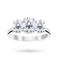 Platinum 1.50 Carat Diamond Three Stone Oval Ring - Ring Size O