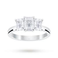 platinum 150 carat diamond three stone emerald cut ring ring size j