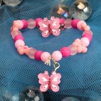 Plastic Elasticated Butterfly Bracelet & Ring