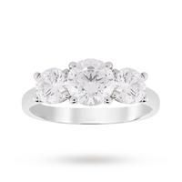 Platinum 1.50ct Diamond Brilliant Cut Three Stone D Colour Ring - Ring Size J