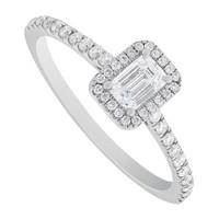 platinum 058 carat emerald cut and round brilliant diamond ring