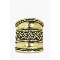 Plait Detail Boho Statement Ring - gold