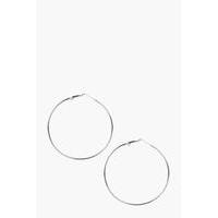 Plain 6.5cm Hoop Earrings - silver