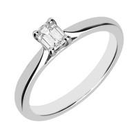 Platinum 0.32ct Diamond Emerald Cut Solitaire Ring