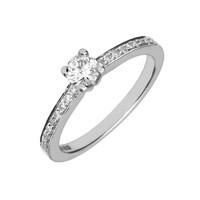 Platinum Brilliant Cut 0.47 Carat Diamond Solitaire Shoulder Ring