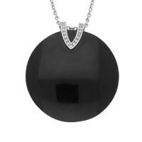 platinum whitby jet and diamond brilliant v top large disc necklace