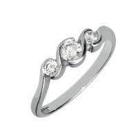 platinum three stone trilogy swirl 043 carat diamond ring