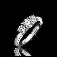 platinum 024ct diamond brilliant cut claw set trilogy ring