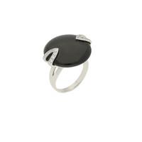 Platinum Whitby Jet 0.14ct Diamond Stargazer Disc Ring