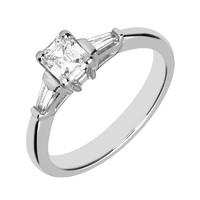 Platinum 0.60ct Diamond Diamond Set Shoulder Emerald Cut Ring