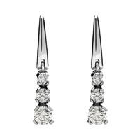 platinum three stone graduated diamond stud earrings