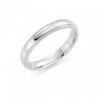 Platinum 4mm Beaded Edge Wedding Ring PlaT 4mm BEDGE