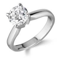 Platinum Round 4 Claw V-Set Diamond Ring M66-A1(.80CT PLUS)- F/SI2/0.80ct