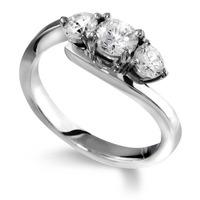 Platinum 3 Stone Graduated Diamond Twist Ring R3-276(1.00CT PLUS)- F-G/SI2/1.00ct