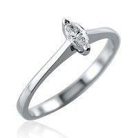 Platinum and 0.17ct Marquise Cut Diamond 2 Claw Set Solitaire Ring