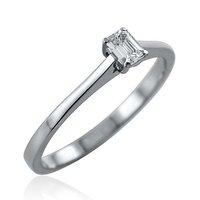 platinum and 016ct emerald cut diamond 4 claw set solitaire ring