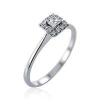 Platinum and 0.16ct Princess Cut Diamond Claw Set Ring with Bezel