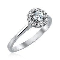 Platinum and 0.44ct Round Brilliant Cut Diamond Claw Set Ring with Diamond Bezel