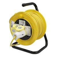 Pmaster Cable Reel 110v Freestanding 2 Socket 16a 25m