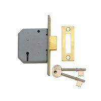PM322 3 Lever Mortice Deadlock Polished Brass 79mm 3in