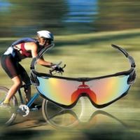 Polarized UV Protection Cycling Sunglasses Bicycle Bike Cycling Sports Sun Glasses Goggles with 4 Interchangeable Lenses Unbreakable for Riding Drivin