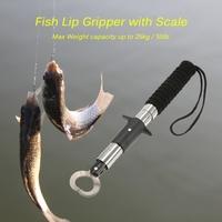 Portable Stainless Steel Fish Lip Gripper Fish Lip Grabber Fish Grip Grab Holder Tool Fishing Tackle with Weight Scale 25kg/55lb Capacity