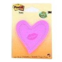 POSTIT NOTE HEART WITH LIPS NEON PINK