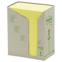 POSTIT RECYCLED 76X127MM YLW PADS PK16
