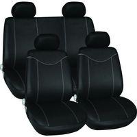 Polyester 11 pce Seat Cover Set with Zips in in Grey