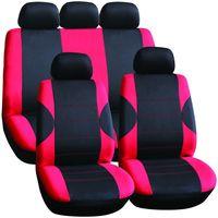 Polyester 11 pce Seat Cover Set with Zips in in Red