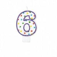 Polka Dot 6 Numbered Candles Asst. Styles For Birthday Party Favors & Tableware