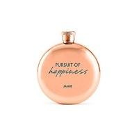 polished rose gold hip flask pursuit of happiness etching