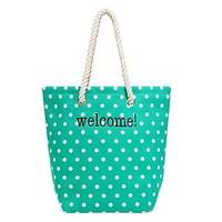 Polka Dot Cabana Tote - Green