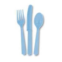 Powder Blue Plastic Cutlery 18 Pieces