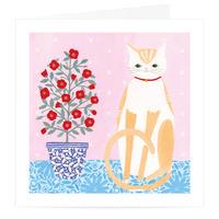 Poppies Cat Card