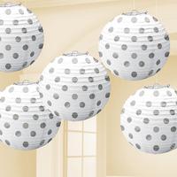 Polka Dot Paper Lanterns White