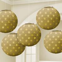 polka dot paper lanterns gold