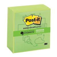 Post-It Super Sticky Cube Note Pad (90 Sheets Per Pad) 76mm x 76mm with Evernote App Premium Subscription (Limeade) Ref 654-4SSG-EV-EU (Pack of 4 Pads