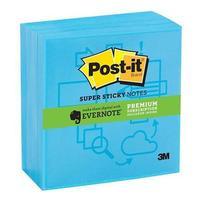Post-It Super Sticky Cube Note Pad (90 Sheets Per Pad) 76mm x 76mm with Evernote App Premium Subscription (Electric Blue) Ref 654-4SSB-EV-EU (Pack of 