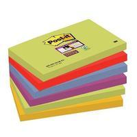 Post-It Super Sticky (76 x 127mm) Re-positional Note Pads Assorted Colours (6 x 90 Sheets) - Marrakesh Collection