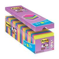 Post-It Super Sticky (76x76mm) Repositional Notepads (Assorted Colours) Pack of 24