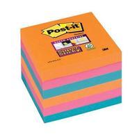 Post-it Super Sticky Notes Electric Glow (76x76mm) Assorted (Pack of 6 x 90 Sheets)