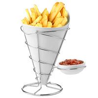 porcelain amp wire chip cone with condiment dish case of 8