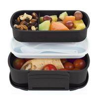 polar gear bento lunch box with cutlery 11 litre black
