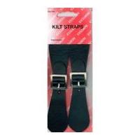 Polyurethane Kilt Straps with Silver Buckles Black