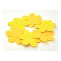 Polka Dot Flower Shape Padded Felt Motifs Yellow