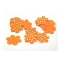 Polka Dot Flower Shape Padded Felt Motifs Orange