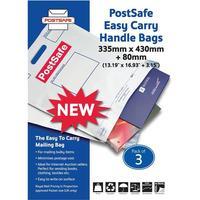 PostSafe Easy Carry Handle Bags Polythene Recyclable 335x430x80mm White Opaque (Pack of 3)