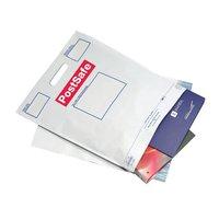 PostSafe Easy Carry Handle Bags Polythene Recyclable 335x430x80mm White Opaque (Pack of 100)